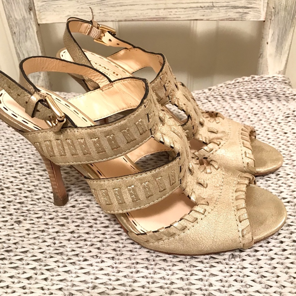 Coach Kareena Brushed Gold Metallic Sandals
